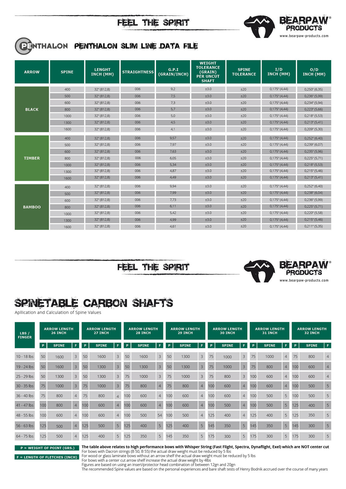 Penthalon Carbonschäfte Bandit